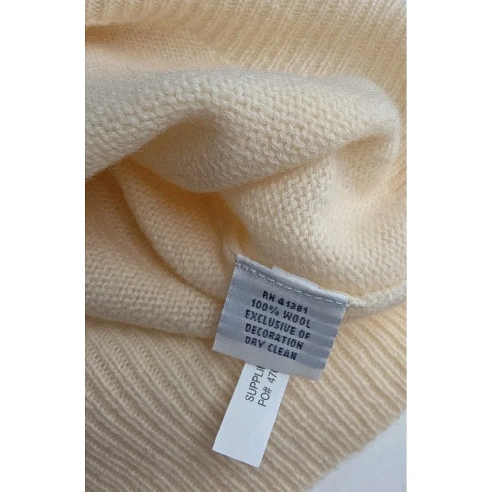 POLO RALPH LAUREN MEN'S LARGE V NECK SWEATER‎ CREAM WOOL, LOGO, NWT